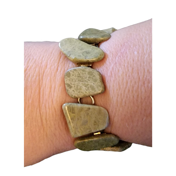 Vintage Serpentine or moss agate bracelet - Picture 2 of 4